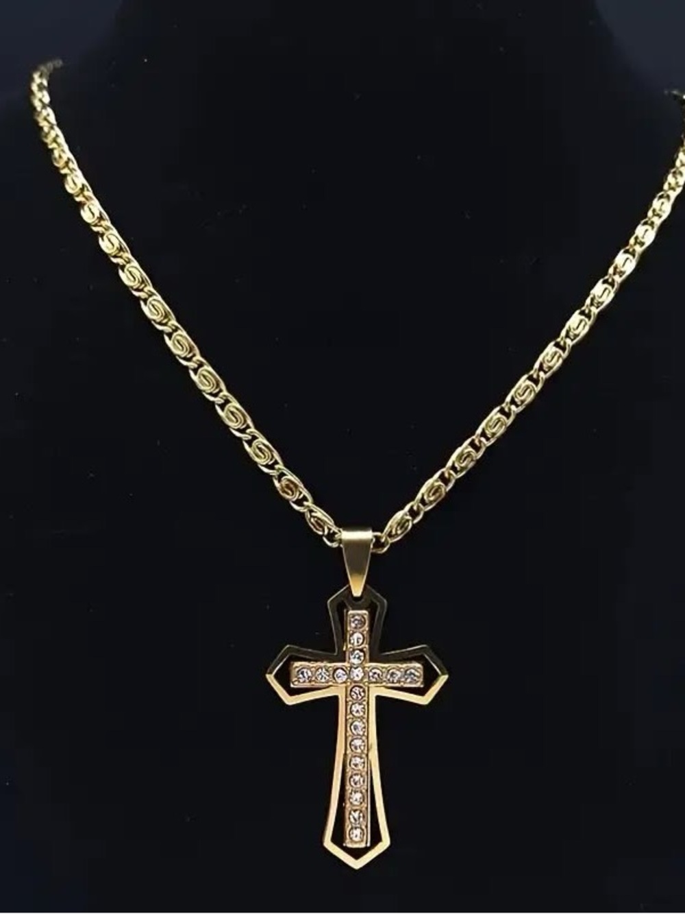 Gold plated Crystal Cross Pendant Necklace - Women Jewelry